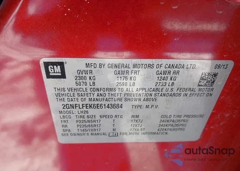 2014 Chevrolet Equinox 1Lt z USA, uszkodzony, nr VIN 2GNFLFEK6E6143684